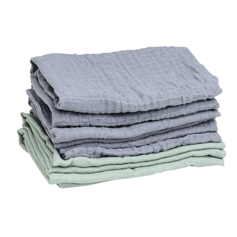 Mininor - Organic Muslin Towel, Grey Seal/Willow Green 6 - Pack