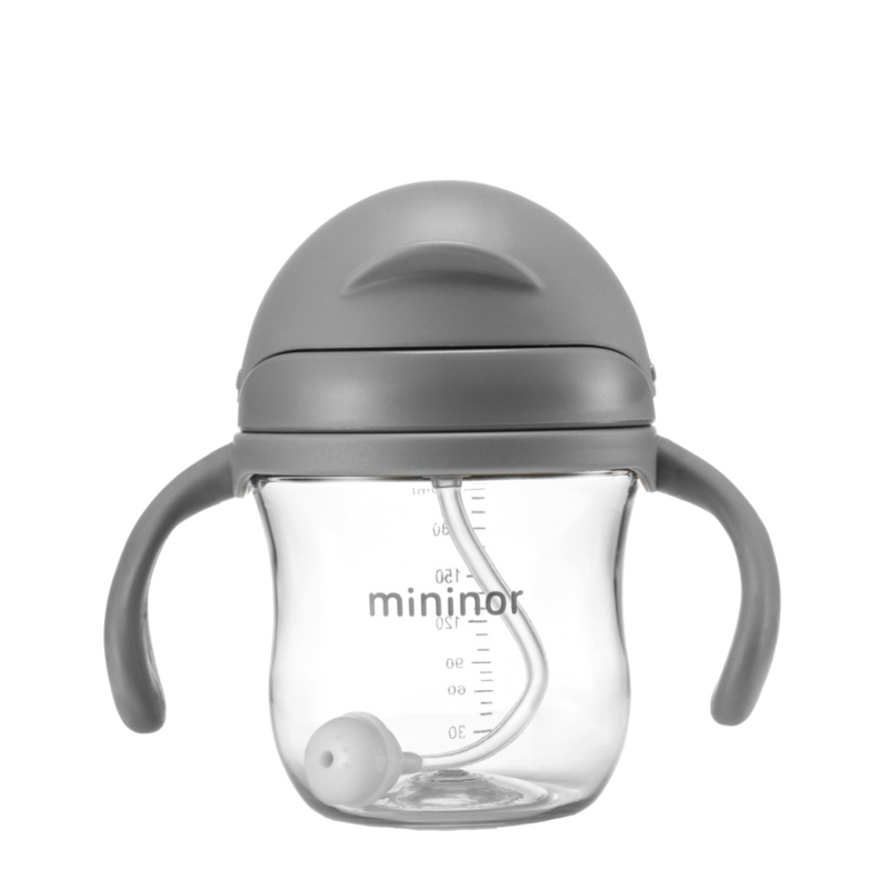 Mininor - Straw Bottle Tritan 220ml Grey Seal