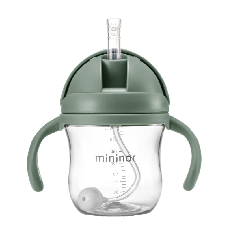 Mininor - Straw Bottle Tritan 220ml Willow Green