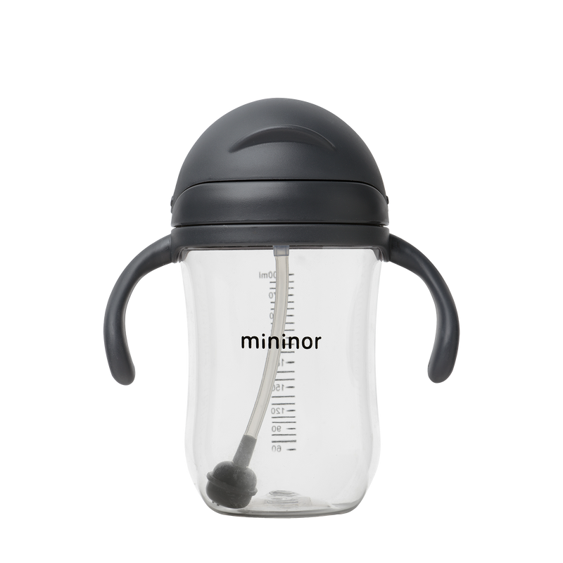 Mininor - Straw Bottle Tritan 330ml Black Raven