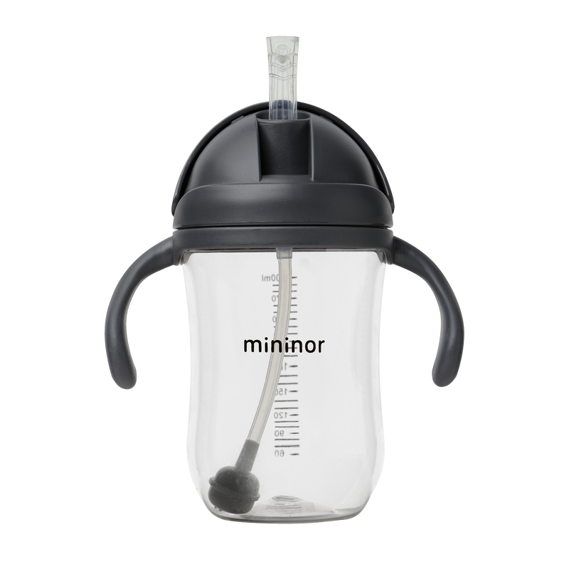 Mininor - Straw Bottle Tritan 330ml Black Raven