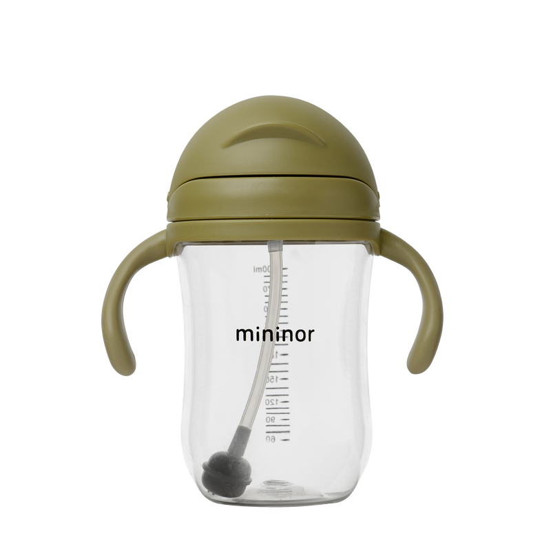 Mininor - Straw Bottle Tritan 330ml Moss Green