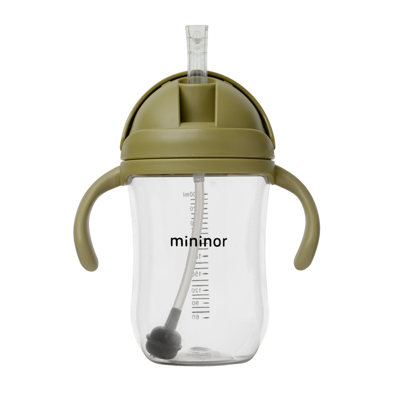 Mininor - Straw Bottle Tritan 330ml Moss Green