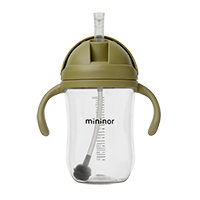 Mininor - Straw Bottle Tritan 330ml Moss Green