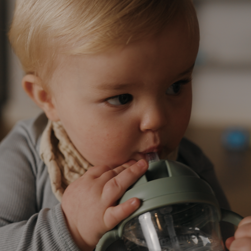 Mininor - Straw Bottle Tritan 220ml Willow Green