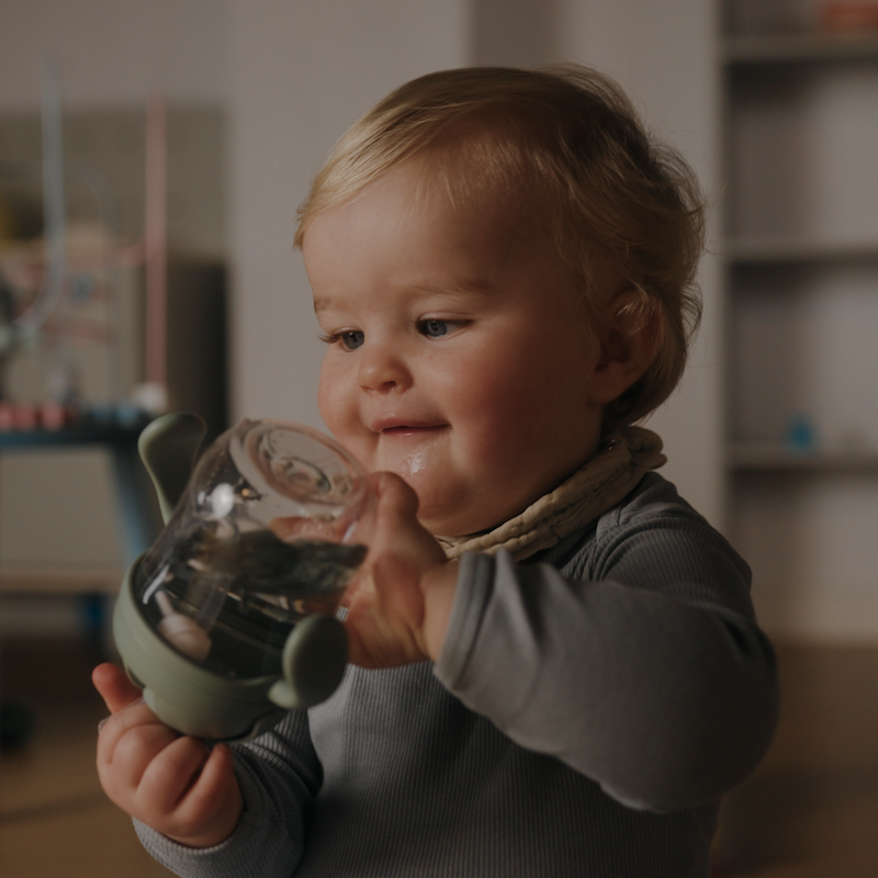 Mininor - Straw Bottle Tritan 220ml Willow Green