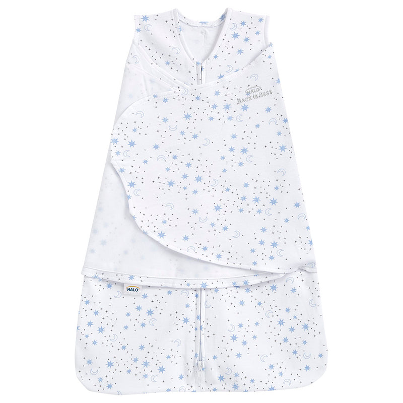 HALO SleepSack Swaddle 1.5 TOG 100% Cotton Midnight Moons Blue