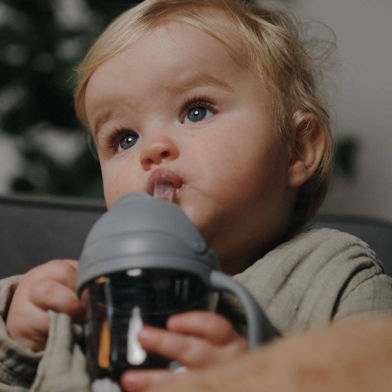 Mininor - Straw Bottle Tritan 220ml Grey Seal