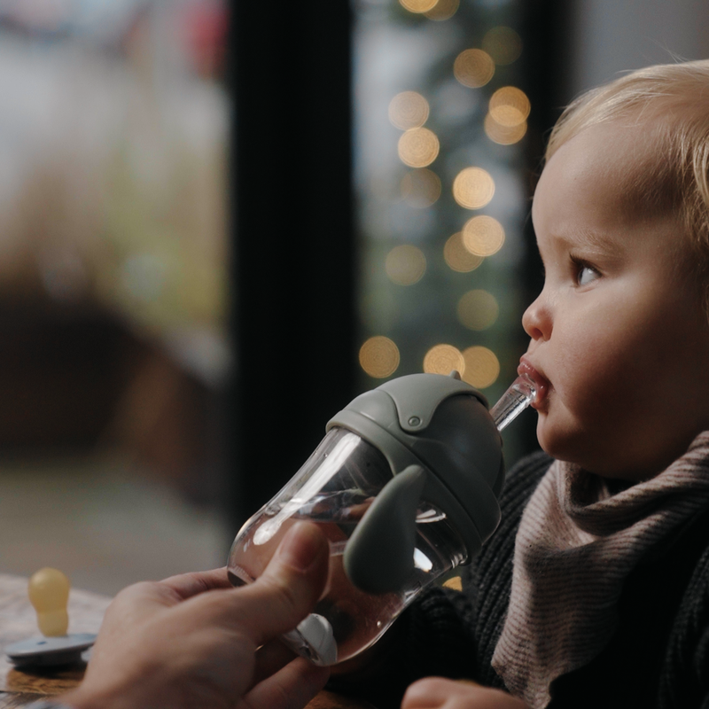 Mininor - Straw Bottle Tritan 220ml Willow Green