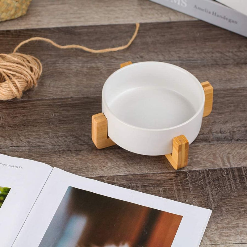 Serenity Bowls: Ceramic Bowl with Bamboo Stand