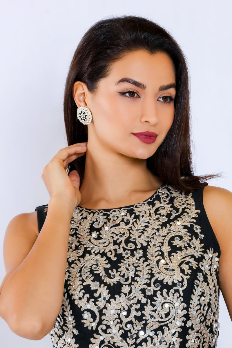 Black Color Meenakari Stud Earrings (MKE1819BLK) - Black