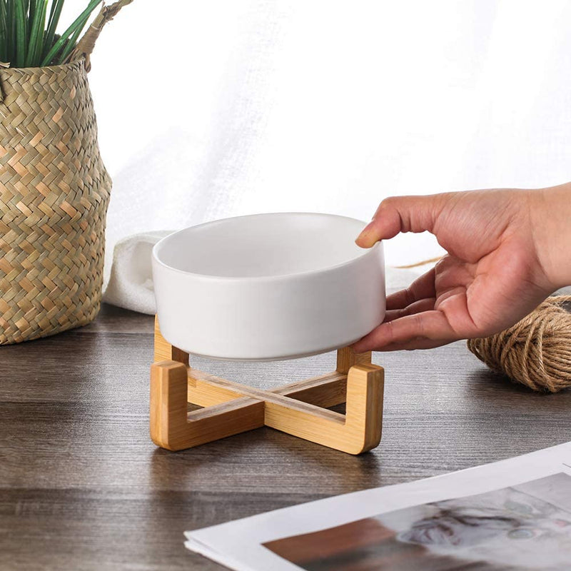 Serenity Bowls: Ceramic Bowl with Bamboo Stand