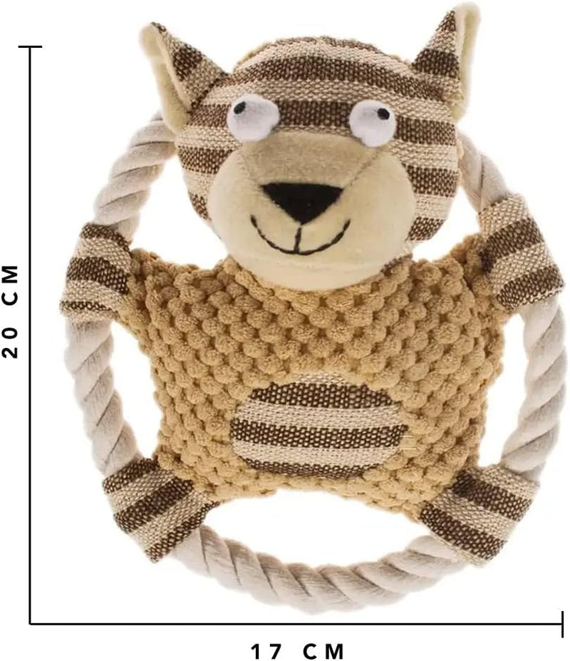 Chic Canine Comfort: 3-Piece Elegant Khaki Frisbee Plush Dog Toy Set