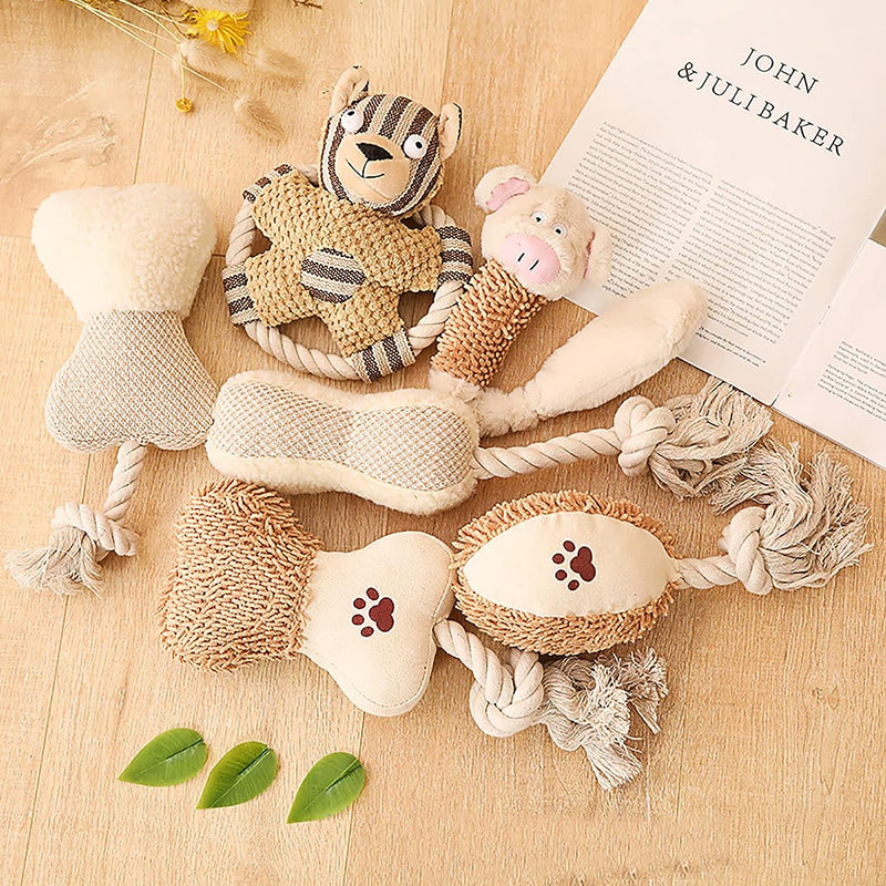 Chic Canine Comfort: 3-Piece Elegant Khaki Frisbee Plush Dog Toy Set