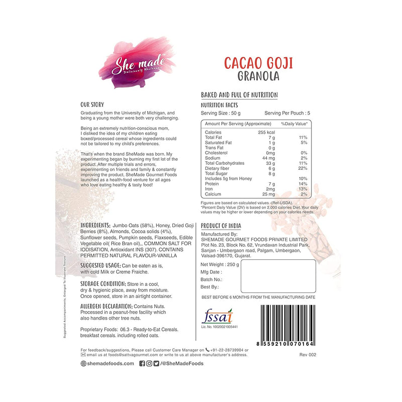 She Made Cacao Goji Granola 250g