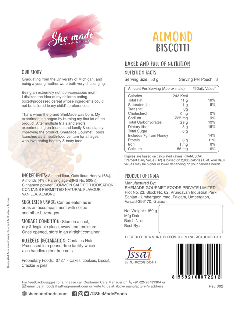 She Made Almond Biscotti 150g