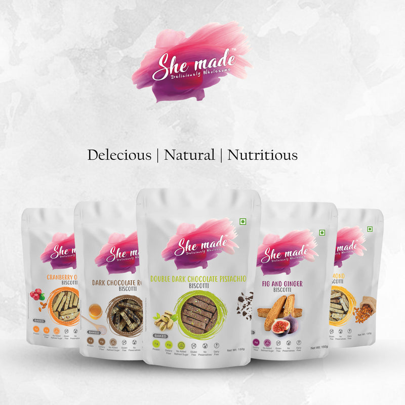 She Made Double Dark Chocolate Pistachio Biscotti 150g