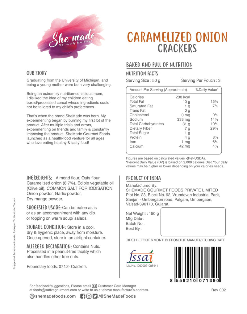 She Made Caramelized Onion Crackers 150g