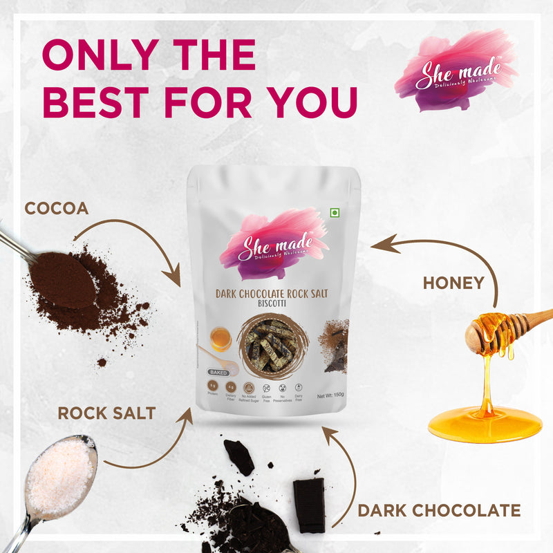 She Made Dark Chocolate & Rock Salt Biscotti 150g