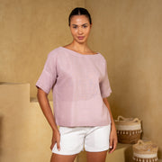 Linen Top With Circle Accent