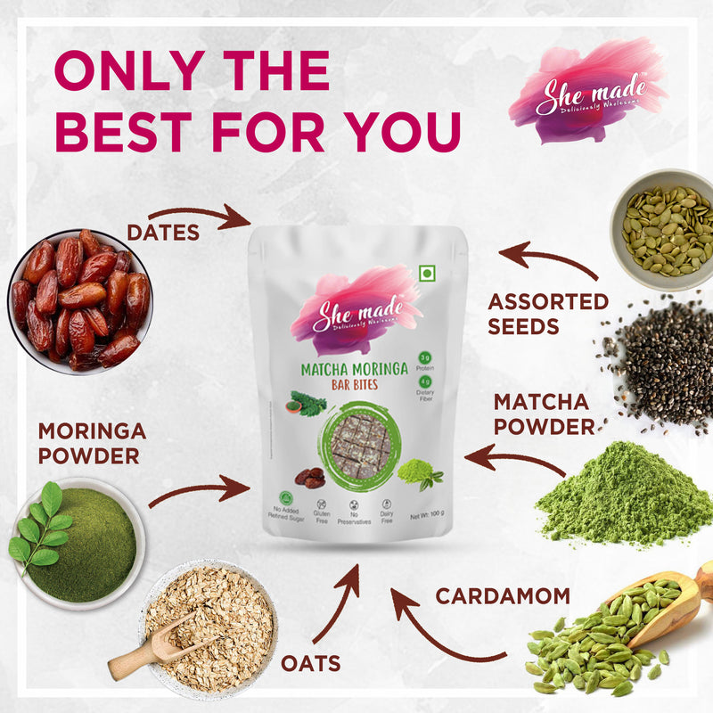 She Made Matcha Moringa Bar Bites  100g