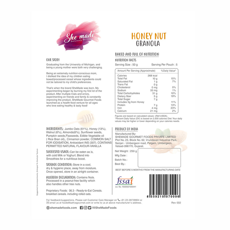 She Made Honey Nut Granola  250g