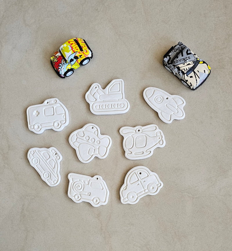 Transportation clay charms for kids