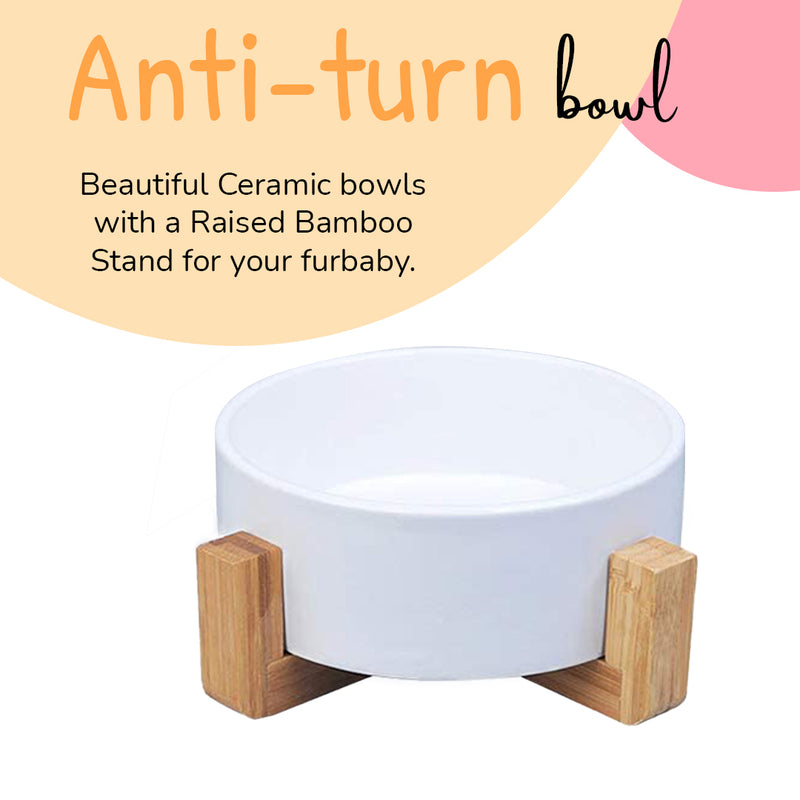 Serenity Bowls: Ceramic Bowl with Bamboo Stand