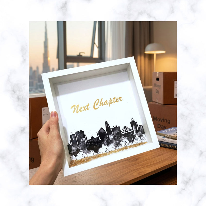 Personalised Shadow Box with your choice of city skyline, and message