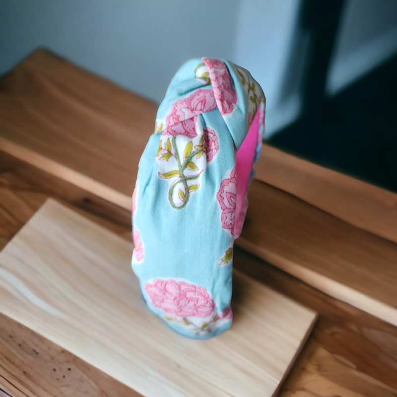 Blockprint Pink FLower Headband