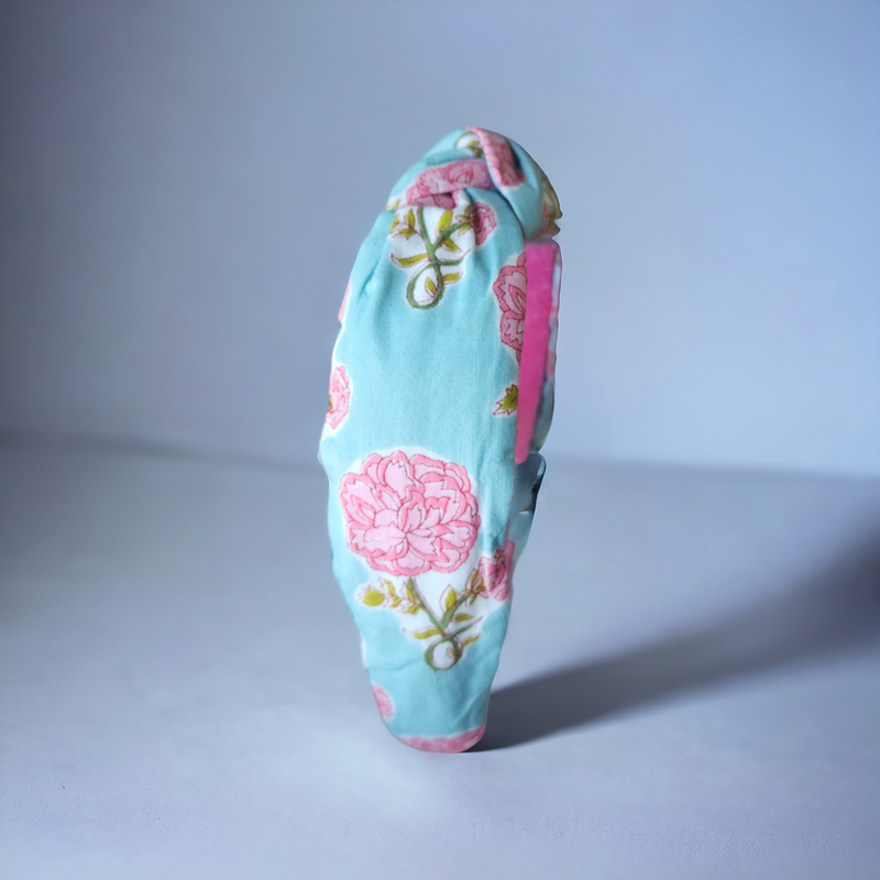 Blockprint Pink FLower Headband