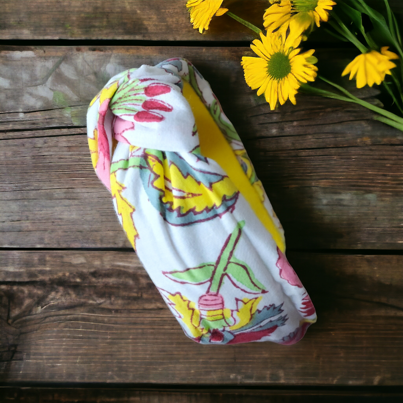 Hand Blockprinted White Headband