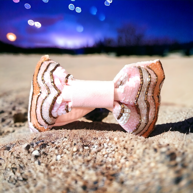 Hand Embroidered Peach Zig Zag Headband