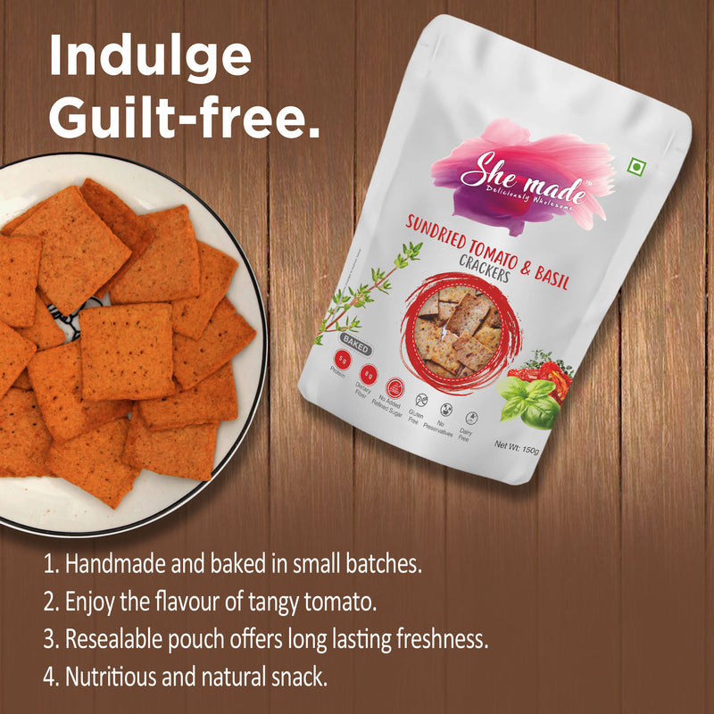 She Made Sundried Tomato & Basil Crackers 150g