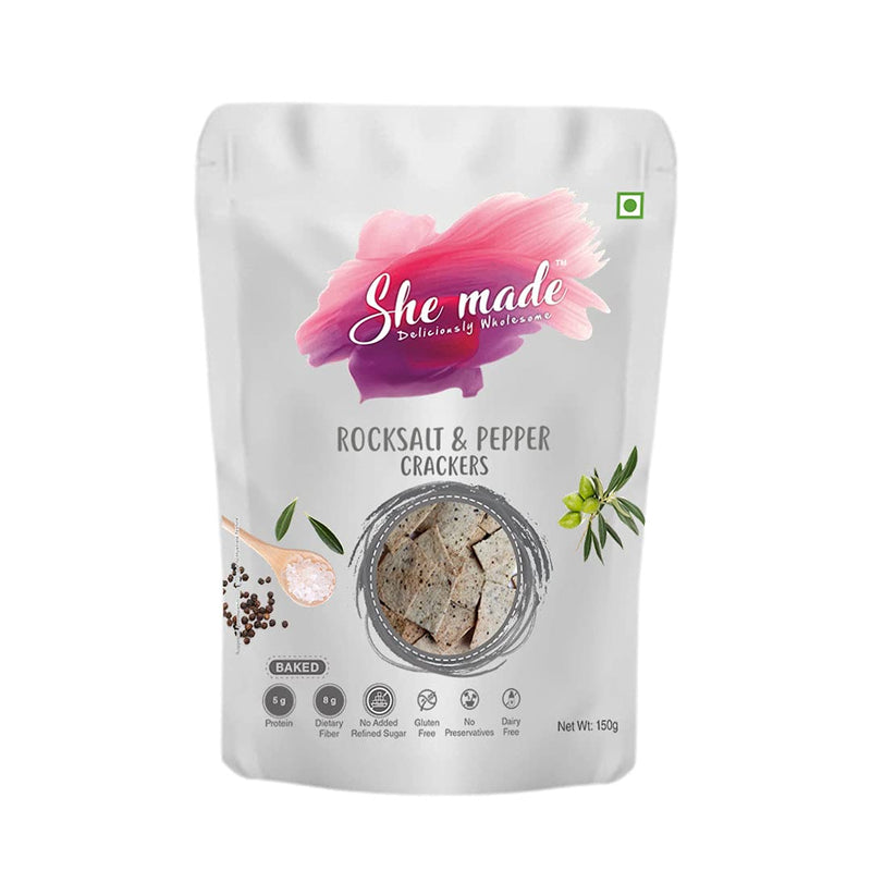 She Made Rocksalt & Pepper Crackers 150g