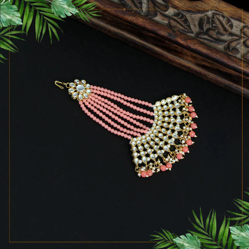 Peach Color Kundan Maang Pasa (MPS145PCH) - Peach