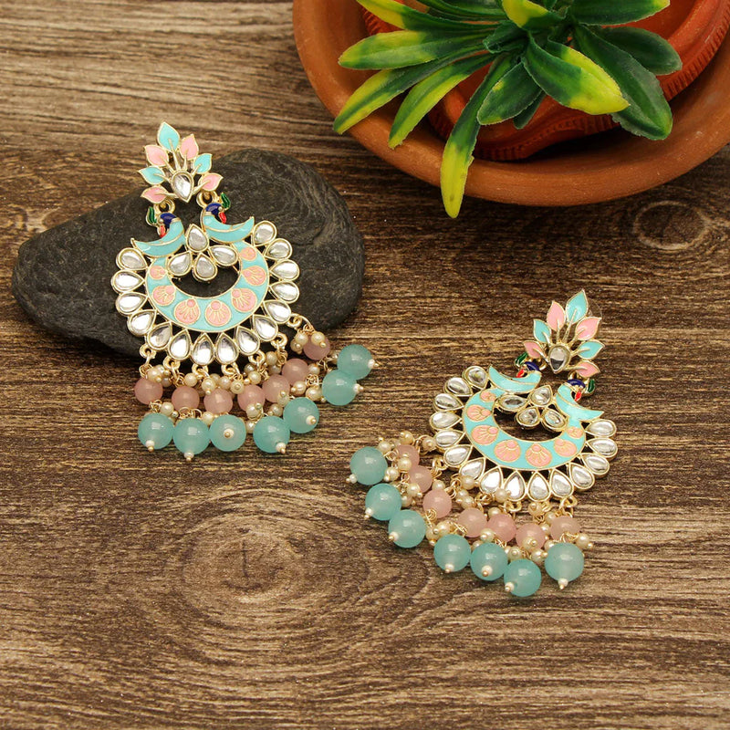 Firozi Color Meenakari Earrings (MKE1785FRZ) - Firozi