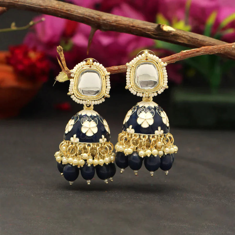 Blue Color Meenakari Earrings (MKE1776BLU) - Blue
