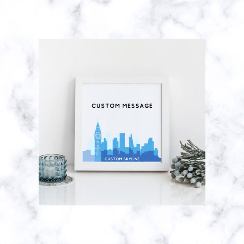 Personalised Shadow Box with your choice of city skyline, and message
