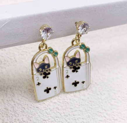 Cute Cat Poker Earrings