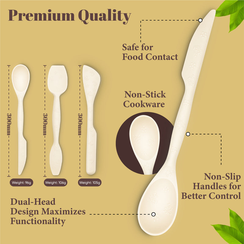 JIG TRIO 3 Piece Double Headed Silicone Spatula Set – Yellow – Heat Resistant Kitchen Tools for Baking, Mixing & Cooking – BPA Free, Dishwasher Safe, Gift Ready