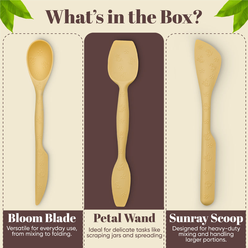 JIG TRIO 3 Piece Double Headed Silicone Spatula Set – Yellow – Heat Resistant Kitchen Tools for Baking, Mixing & Cooking – BPA Free, Dishwasher Safe, Gift Ready