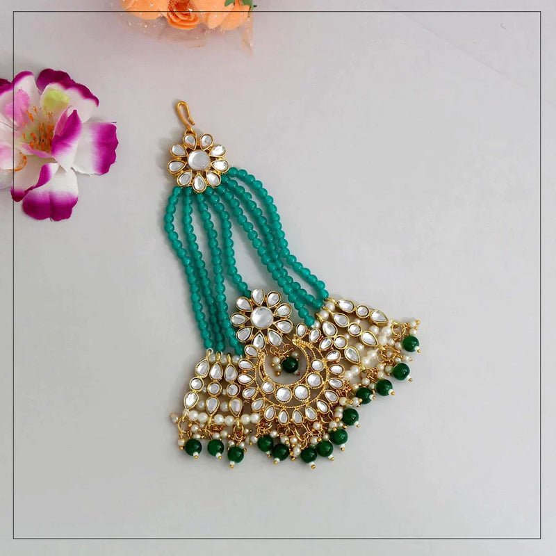 Green Color Kundan Maang Pasa (MPS146GRN) - Green