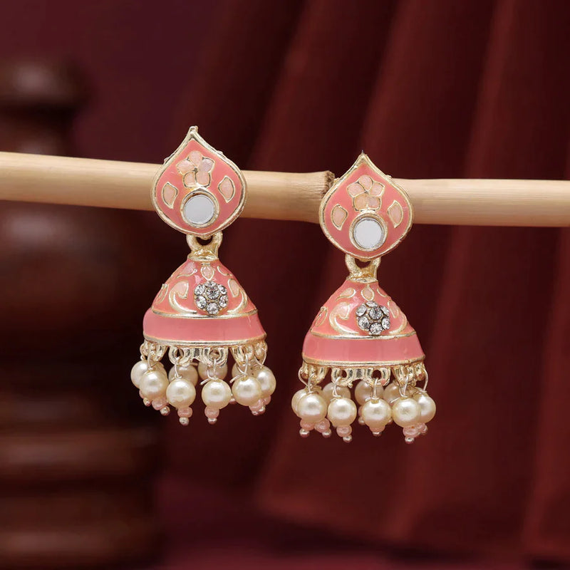 Peach Color Meenakari Earrings (MKE1894PCH) - Peach