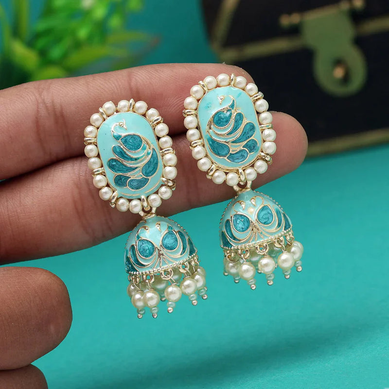 Rama Green Color Meenakari Earrings (MKE1892RGRN) - Rama Green