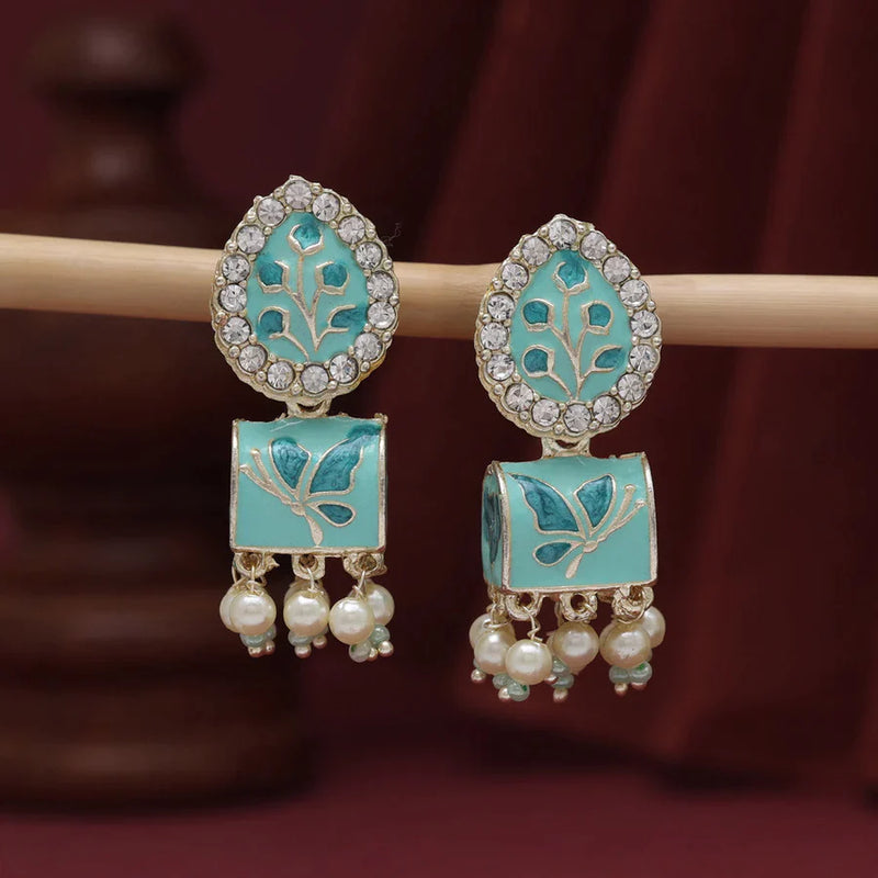 Rama Green Color Meenakari Earrings (MKE1888RGRN) - Rama Green