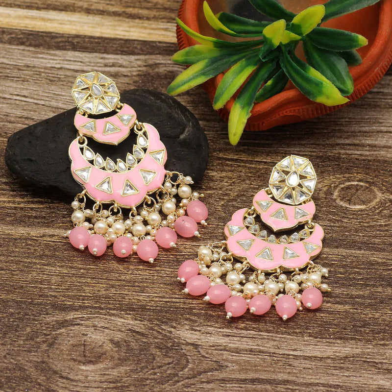 Pink Color Meenakari Earrings (MKE1778PNK) - Pink