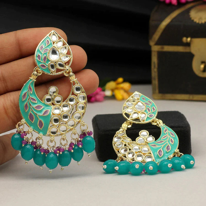 Rama Green Color Meenakari Earrings (MKE1719RGRN) - Rama Green
