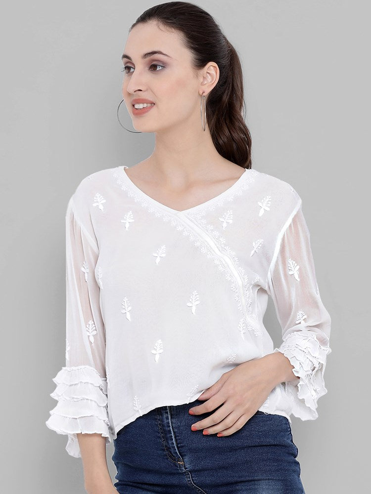 darlene  v neck ruffled top