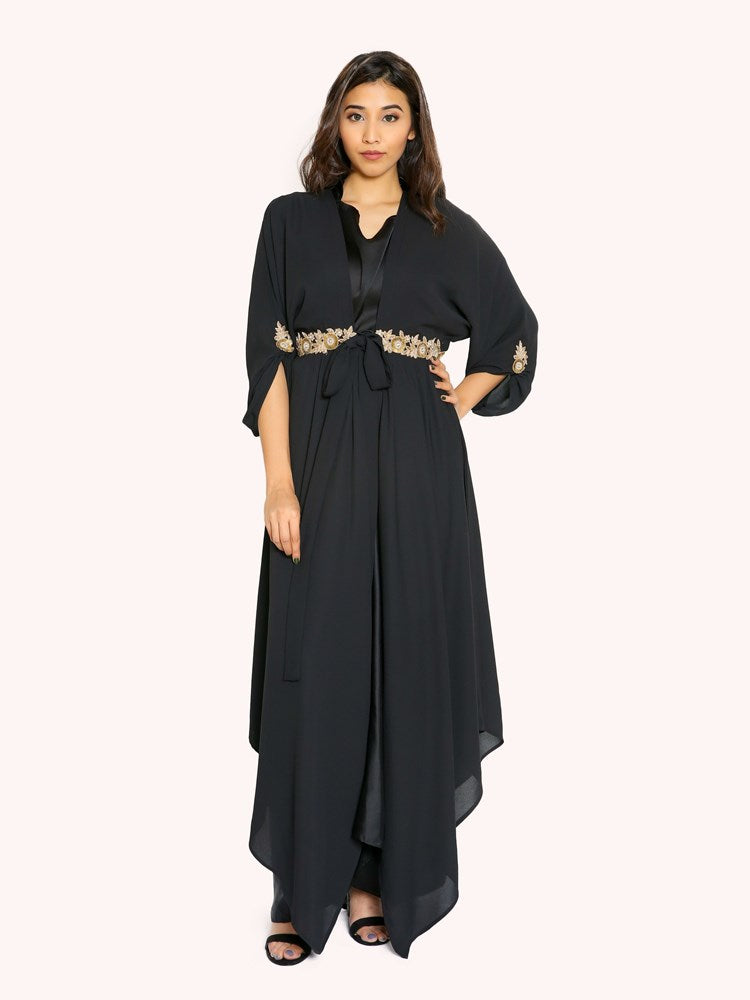 black asymmetrical zardosi worked tunic